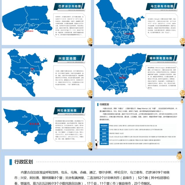 内蒙古自治区地图及地级市动态PPT素材模板 内蒙古自治区地图及地级市动态PPT素材模板