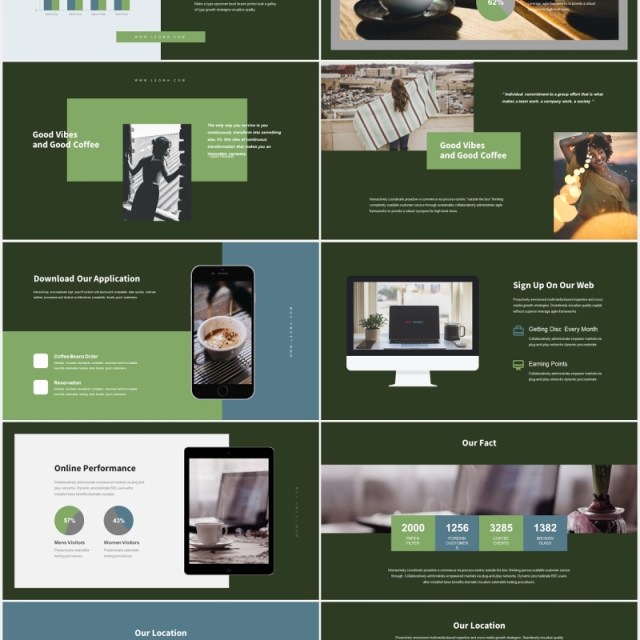 绿色商业咖啡店宣传介绍PPT模板Leoma-Coffee Shop Powerpoint 绿色商业咖啡店宣传介绍PPT模板Leoma-Coffee Shop Powerpoint