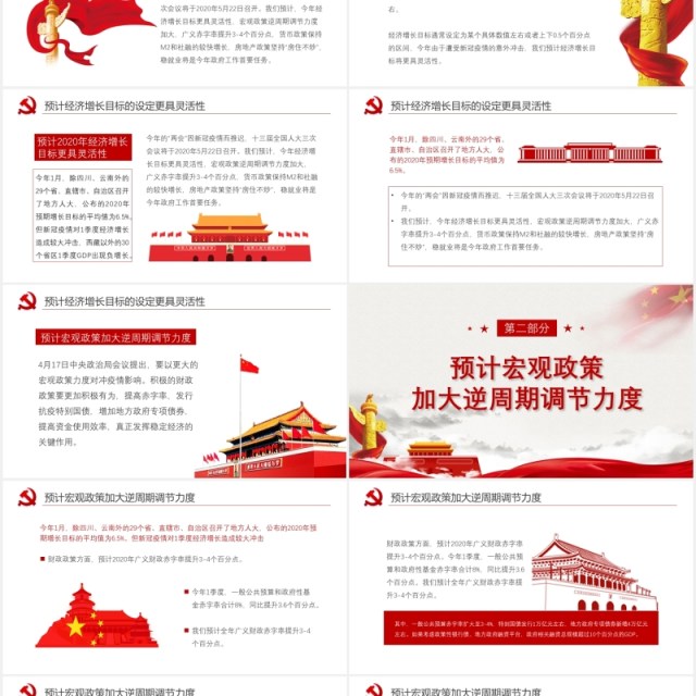 2020年两会政府工作报告党建PPT模板 2020年两会政府工作报告党建PPT模板