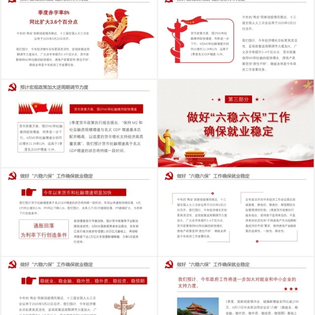 2020年两会政府工作报告党建PPT模板 2020年两会政府工作报告党建PPT模板