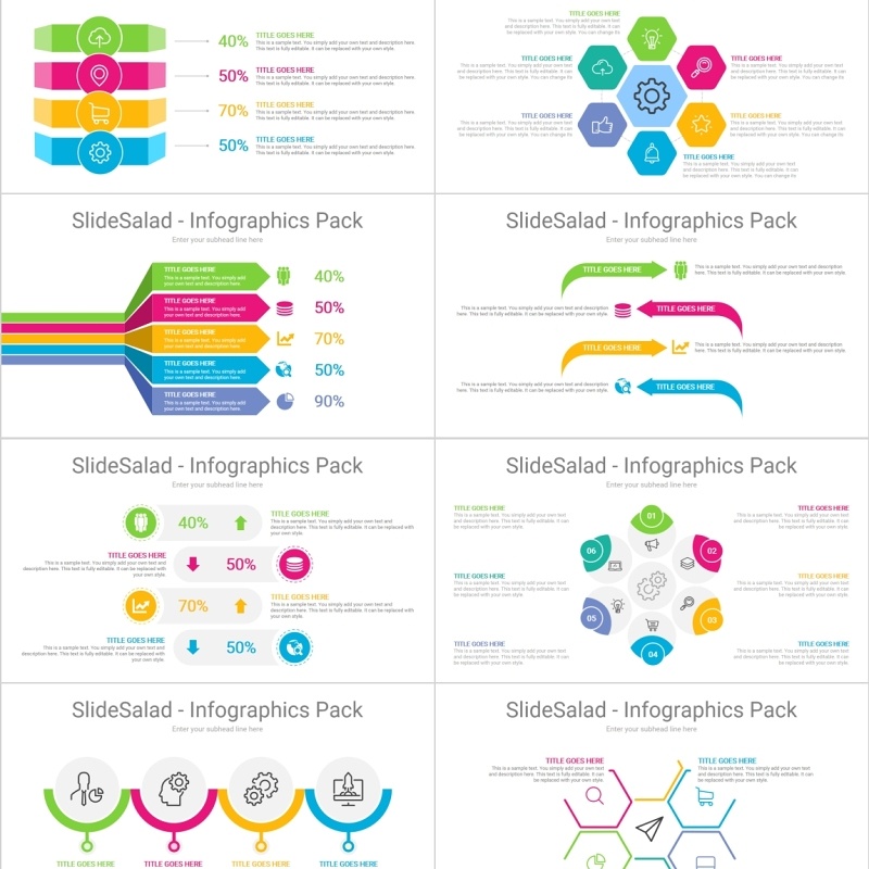 并列关系箭头标签信息可视化PPT图表