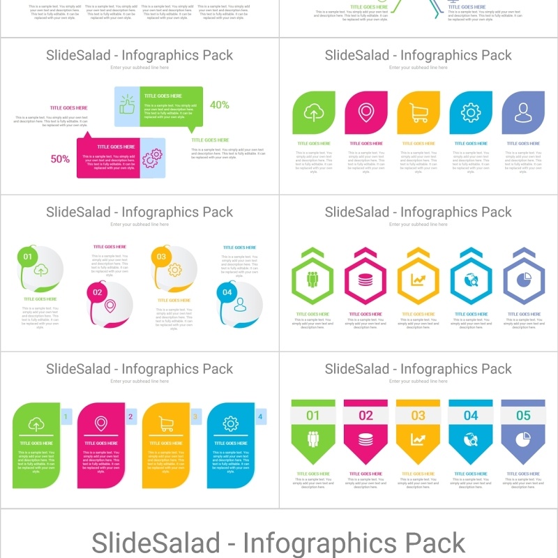 并列关系箭头标签信息可视化PPT图表