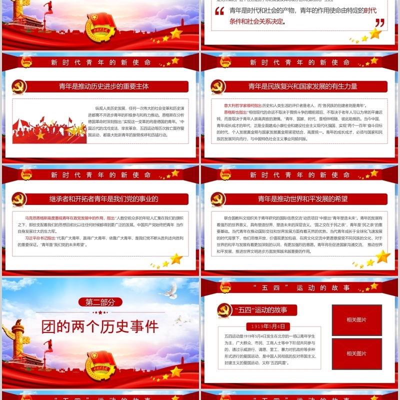 弘扬五四精神争做合格团员纪念五四运动101周年五四青年节PPT党政党课模板