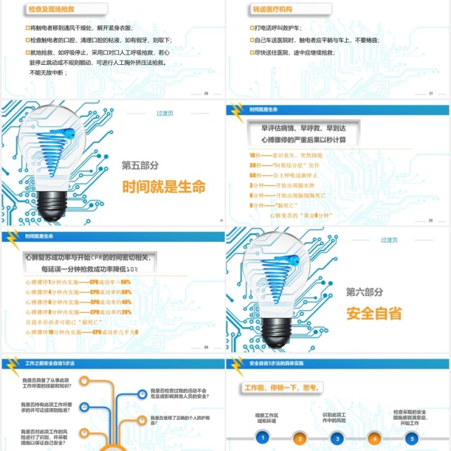 简约风蓝色安全用电培训PPT模板