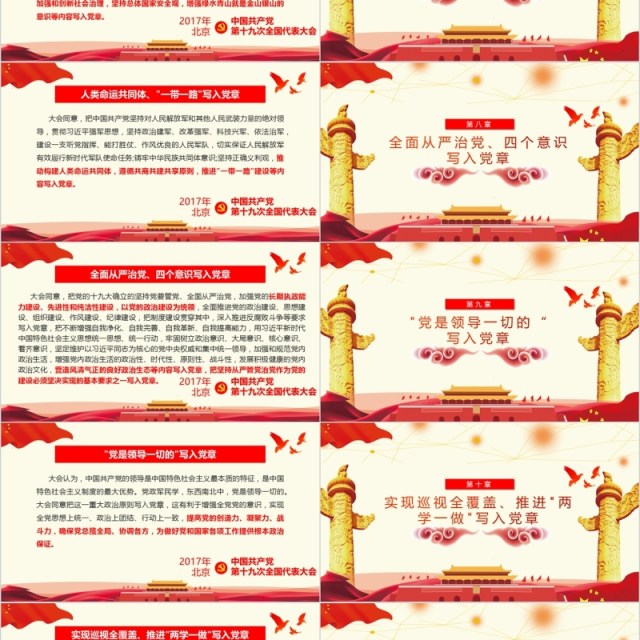 学习十九大对党章的十项重要修改PPT党课模板 学习十九大对党章的十项重要修改PPT党课模板
