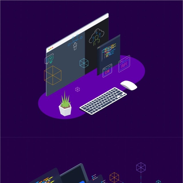 区块链平台2.5D等距插画矢量素材等距图 Blockchain Platform Isometric Illustration