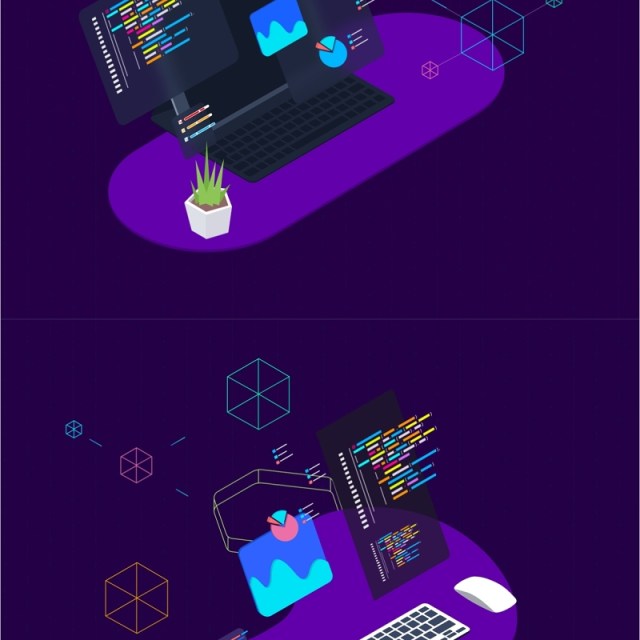 区块链平台2.5D等距插画矢量素材等距图 Blockchain Platform Isometric Illustration