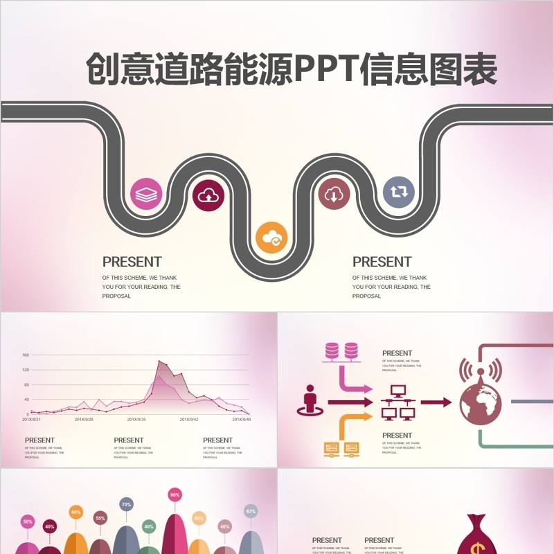 原创创意道路能源PPT信息图表