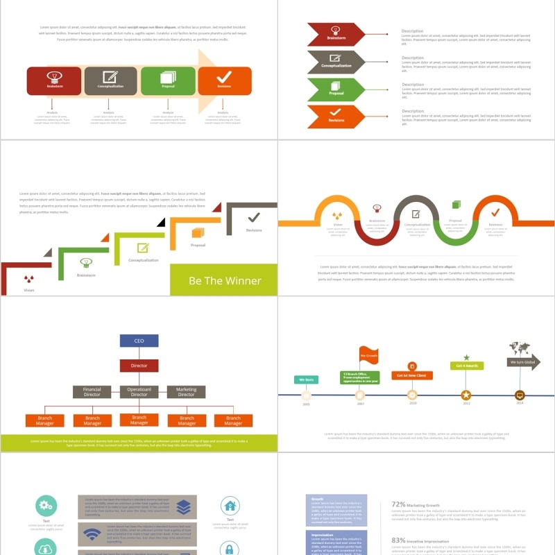 彩色创意关系图形可视化PPT信息图表