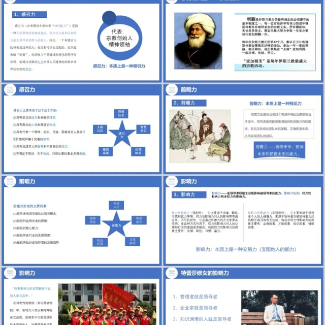 蓝色个性化大气创意领导力之五力模型培训课件PPT模板