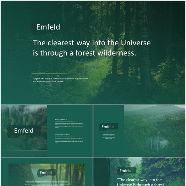 绿色户外旅游PPT模板emfeld powerpoint template