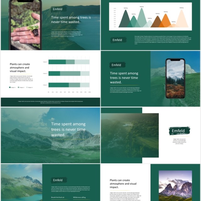 绿色户外旅游PPT模板emfeld powerpoint template