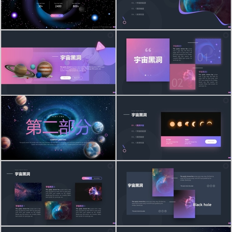 深色黑洞科技风互联网工作总结汇报PPT模板