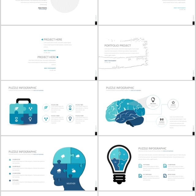 创意拼图信息图表可视化PPT图片排版素材模板Biskuit Powerpoint