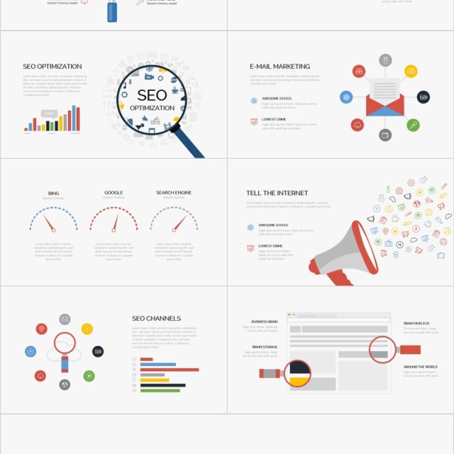 SEO互联网新媒体PPT可视化信息图表元素