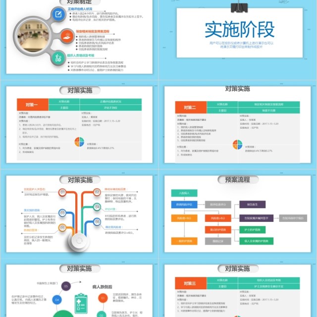 2.5插画医院护理PDCA品管圈案例汇报PPT模板