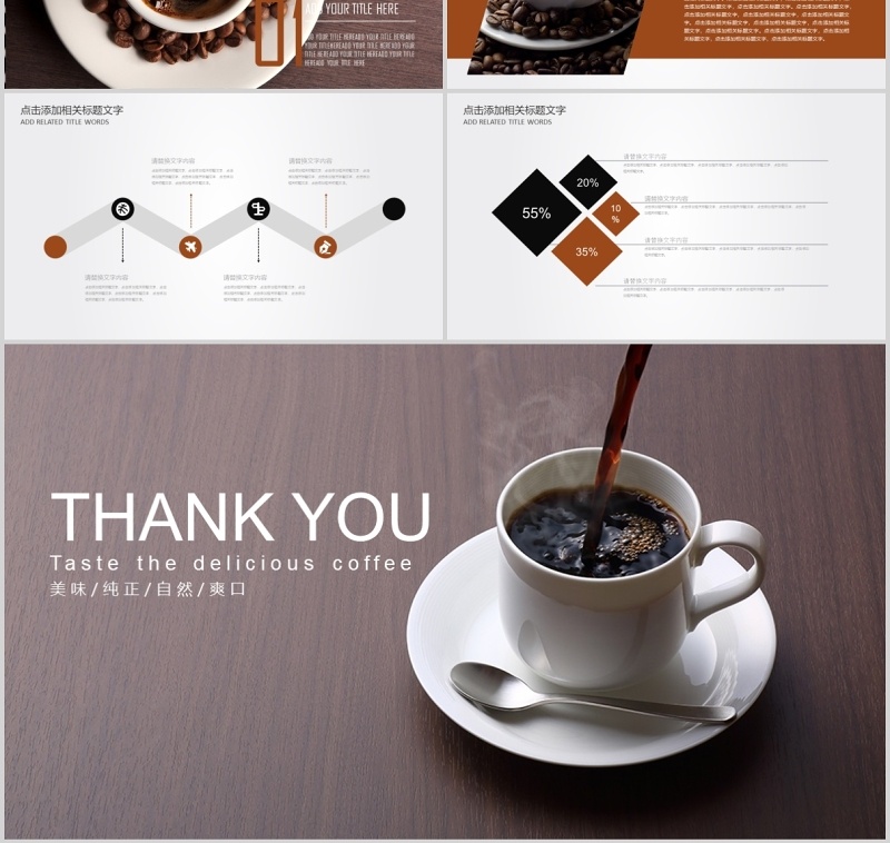 美味咖啡宣传工作汇报计划PPT模板