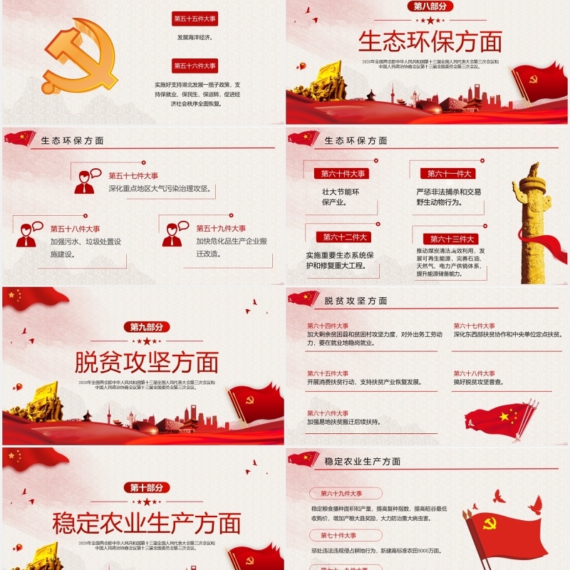 聚焦两会政府工作报告党建讲稿PPT模板