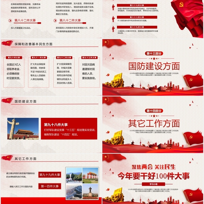 聚焦两会政府工作报告党建讲稿PPT模板