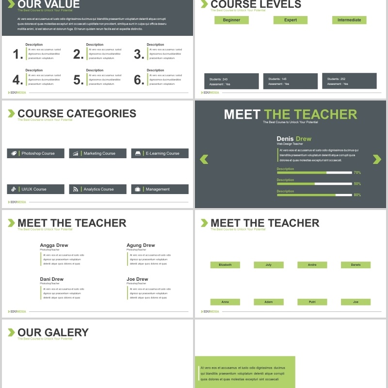 教育行业PPT图片排版设计模板Edunesia - Education Powerpoint Presentation