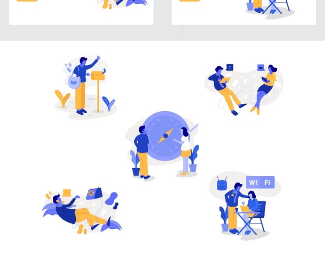 商务沟通信息业务商业人物办公场景矢量素材插画 商务沟通信息业务商业人物办公场景矢量素材插画