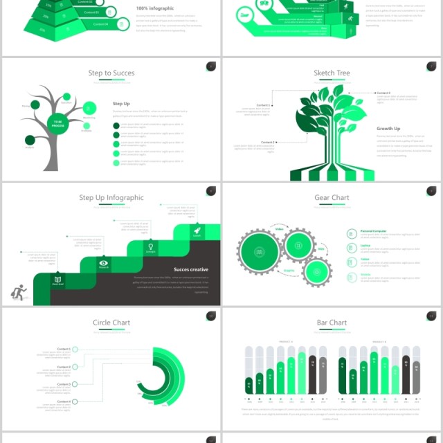 绿色公司宣传介绍流程图PPT可插图排版模板Twenty 5 - Powerpoint Template