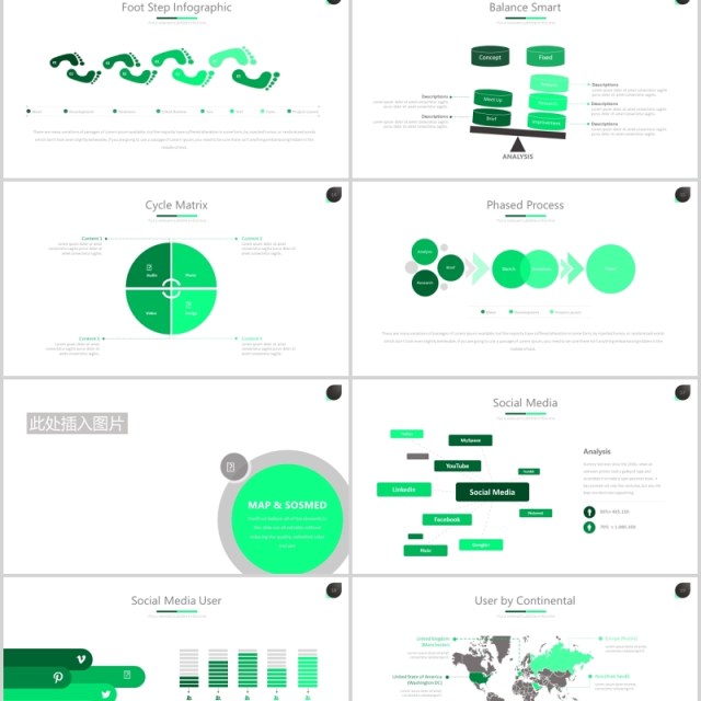 绿色公司宣传介绍流程图PPT可插图排版模板Twenty 5 - Powerpoint Template