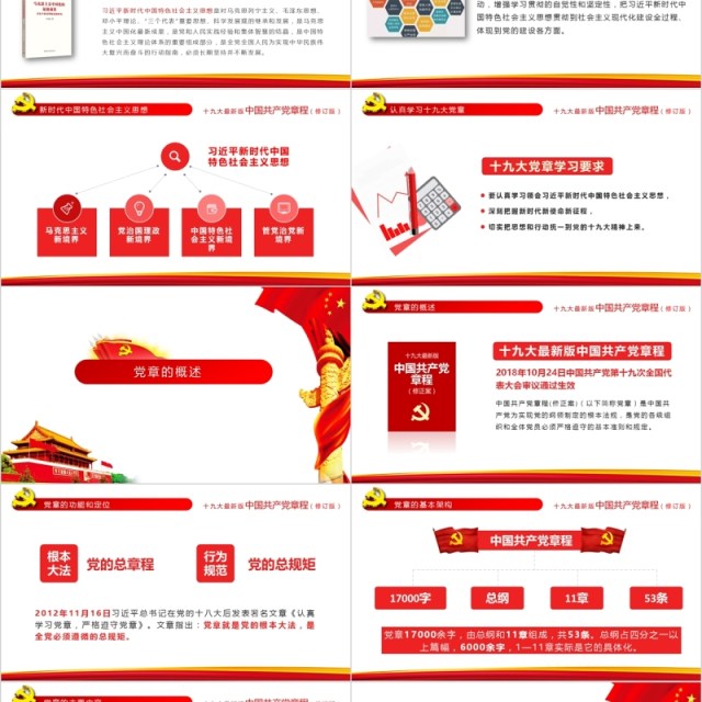 中国共产党章程十九大审议通过全方位解读PPT模板