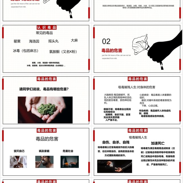 简约国际禁毒日宣传教育主题课件PPT模板 简约国际禁毒日宣传教育主题课件PPT模板