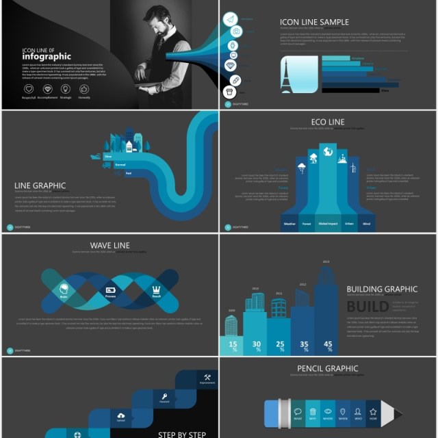 商务工作汇报数据图表PPT模板素材eighty 3 powerpoint template