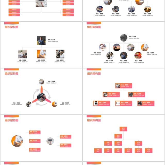 粉黄色组织架构图PPT模板