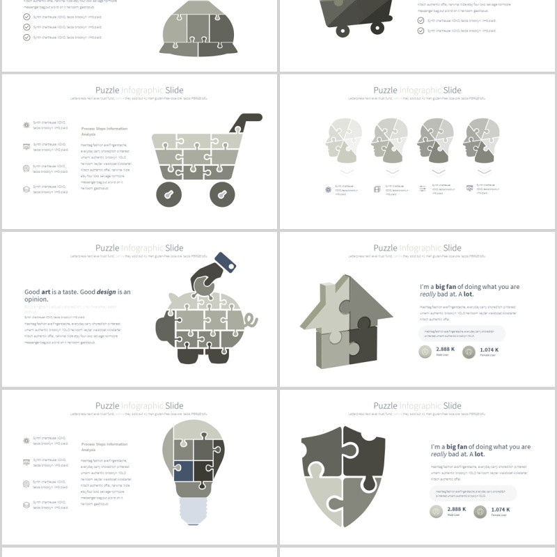 拼图PPT信息图表模板PUZZLE PowerPoint Infographics Slides