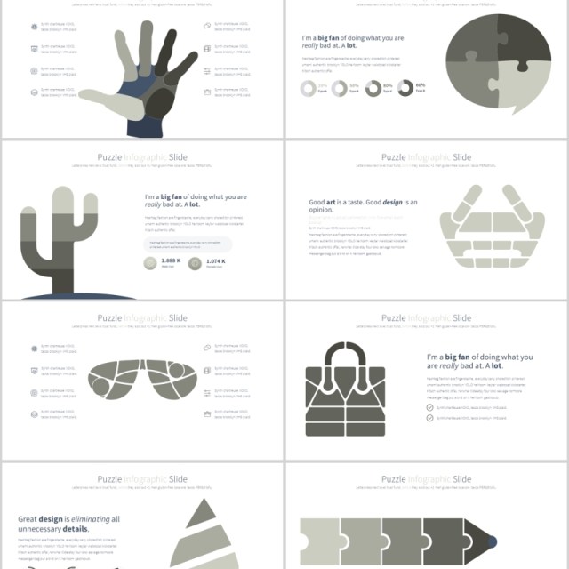 拼图PPT信息图表模板PUZZLE PowerPoint Infographics Slides