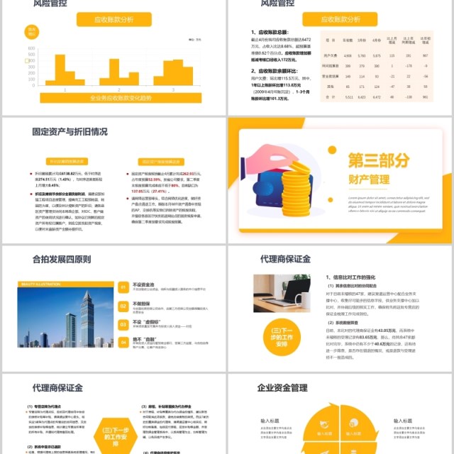 商务黄色财务预算及经营分析报告PPT模板