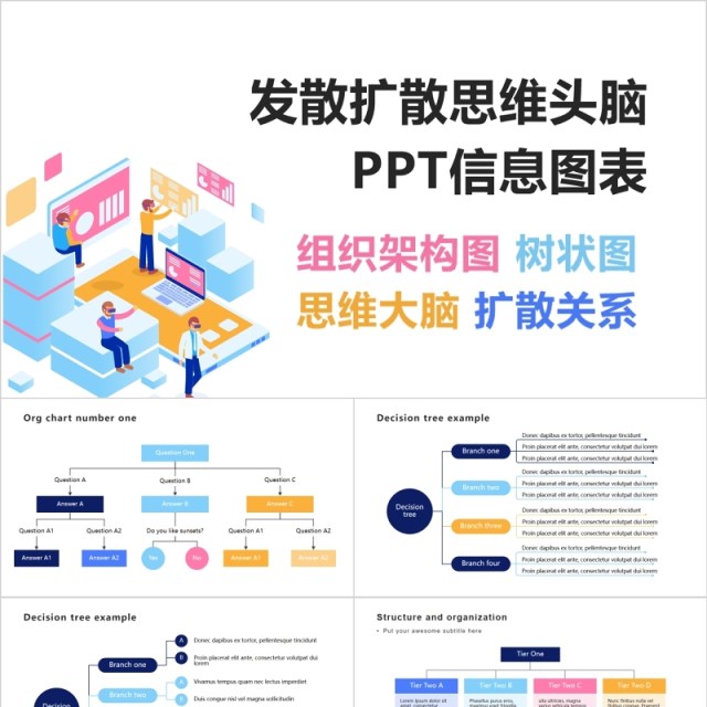发散扩散思维头脑PPT信息图表 发散扩散思维头脑PPT信息图表