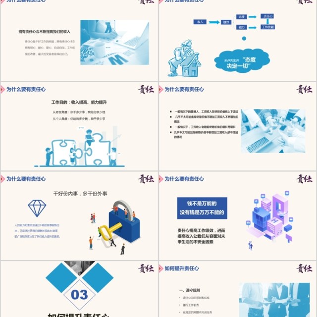 如何提高工作责任心简约企业员工心态培训PPT模板 如何提高工作责任心简约企业员工心态培训PPT模板