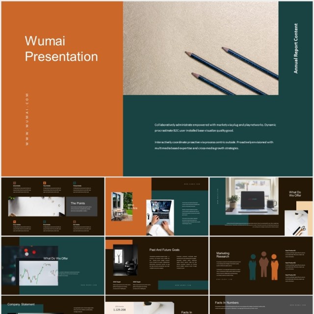 深色时尚公司企业年报宣传介绍PPT模板Wumai-Annual Report Powerpoint
