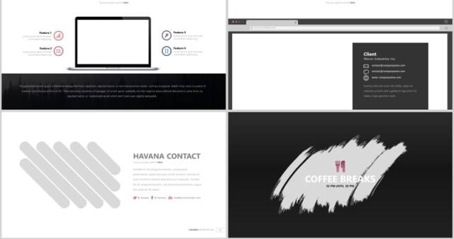 简洁个性公司简介产品介绍PPT模板可插图片信息图表HAVANA Powerpoint 简洁个性公司简介产品介绍PPT模板可插图片信息图表HAVANA Powerpoint