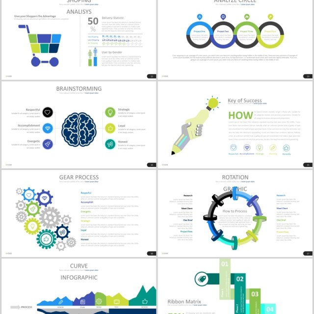 高端商务公司宣传产品介绍可视化图表PPT可插图排版模板素材Four - Powerpoint Template