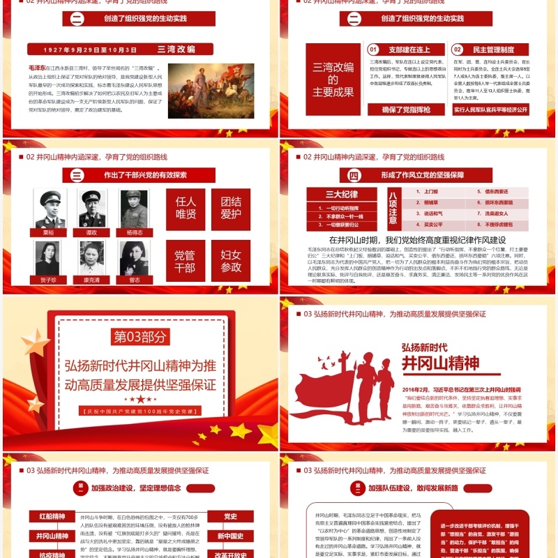 红色党政风回眸井冈山历史凝聚新时代力量PPT模板
