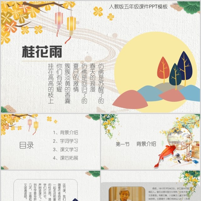 教师说课桂花雨PPT语文课件模板