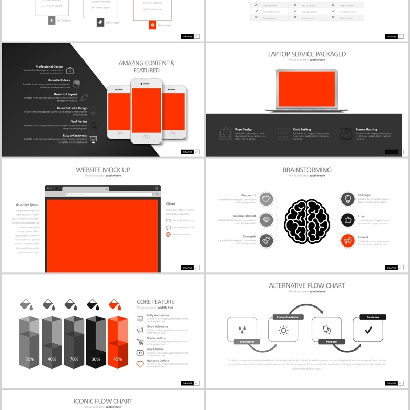 创意商务PPT信息图表可视化素材ORANGE MOON Powerpoint