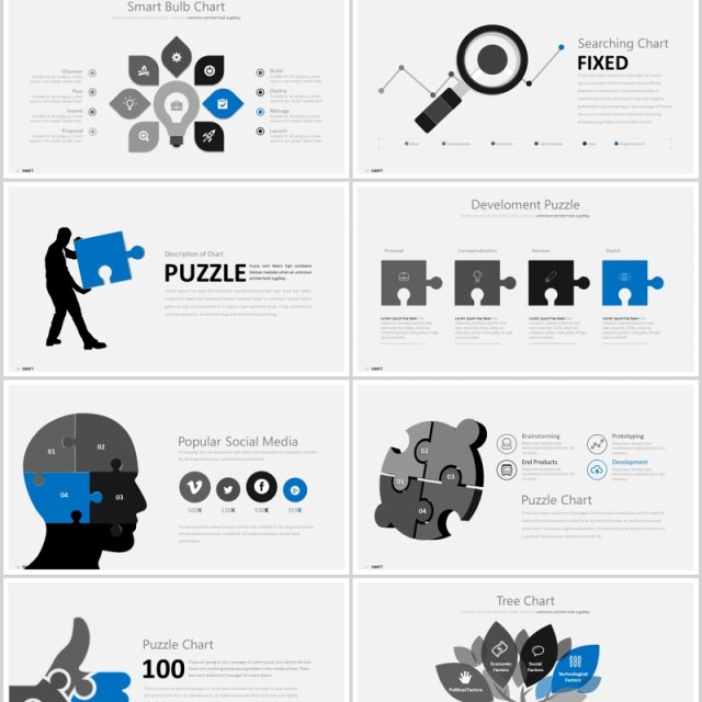 高端商务过程图拼图PPT可插图素材模板SWIFTT Powerpoint