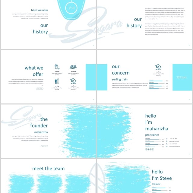 户外冲浪旅游度假宣传PPT图文排版模板Sagara Powerpoint Template 户外冲浪旅游度假宣传PPT图文排版模板Sagara Powerpoint Template