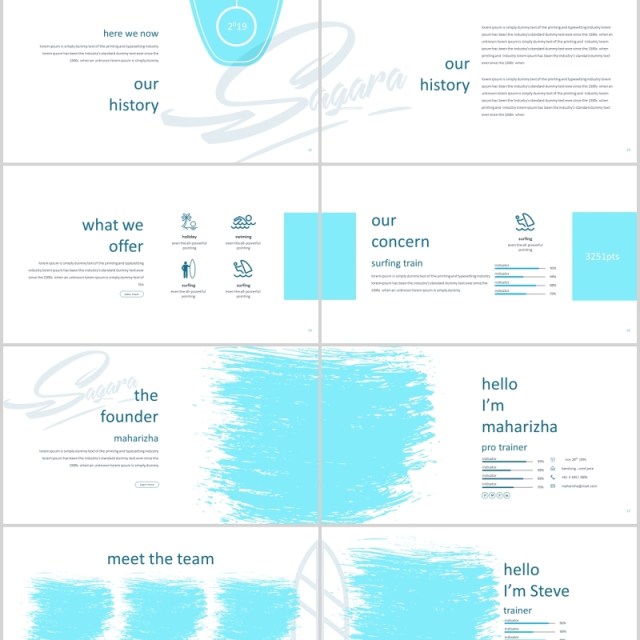 户外冲浪旅游度假宣传PPT图文排版模板Sagara Powerpoint Template