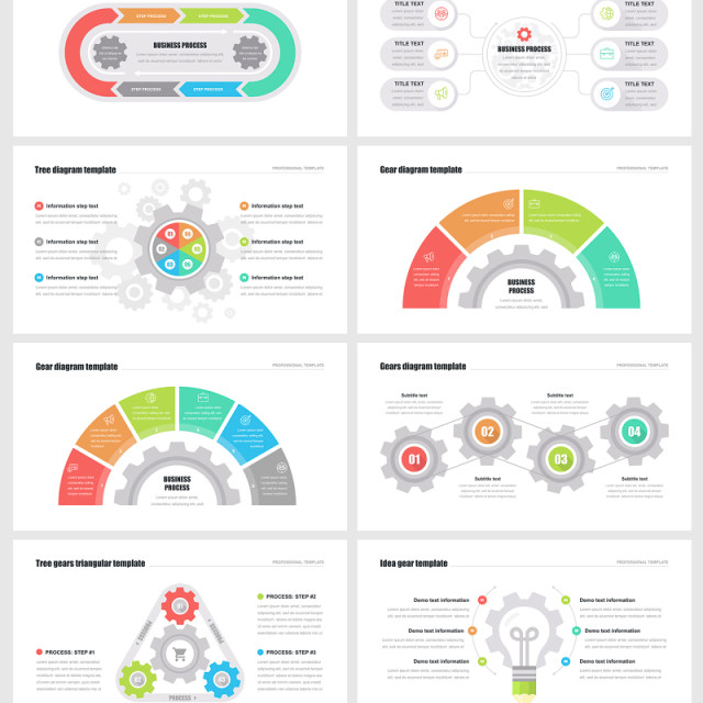 齿轮PPT幻灯片演示 PowerPoint Gears template