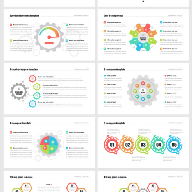 齿轮PPT幻灯片演示 PowerPoint Gears template