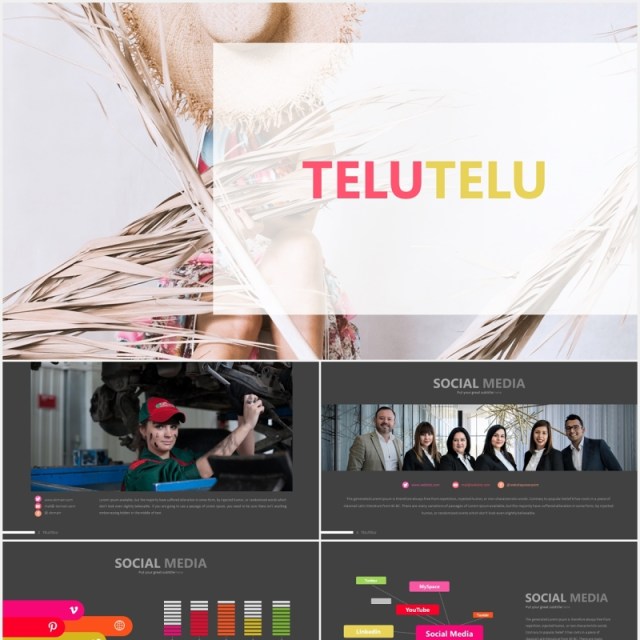 彩色可视化信息数据图表PPT素材模板telu3 powerpoint template