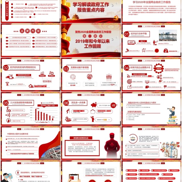 全面学习解读政府工作报告两会专题党建PPT模板