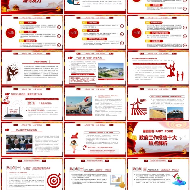 全面学习解读政府工作报告两会专题党建PPT模板 全面学习解读政府工作报告两会专题党建PPT模板